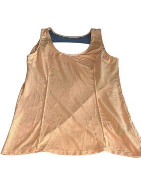 MPG Peach & Gray Striped Active Tank Top Womens Size S Polyester/Spandex